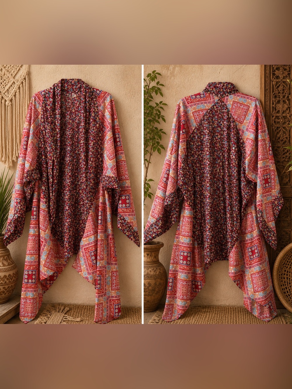 BNWT Umgee Boho Floral Patchwork Kimono Cardigan - Picture 2 of 3